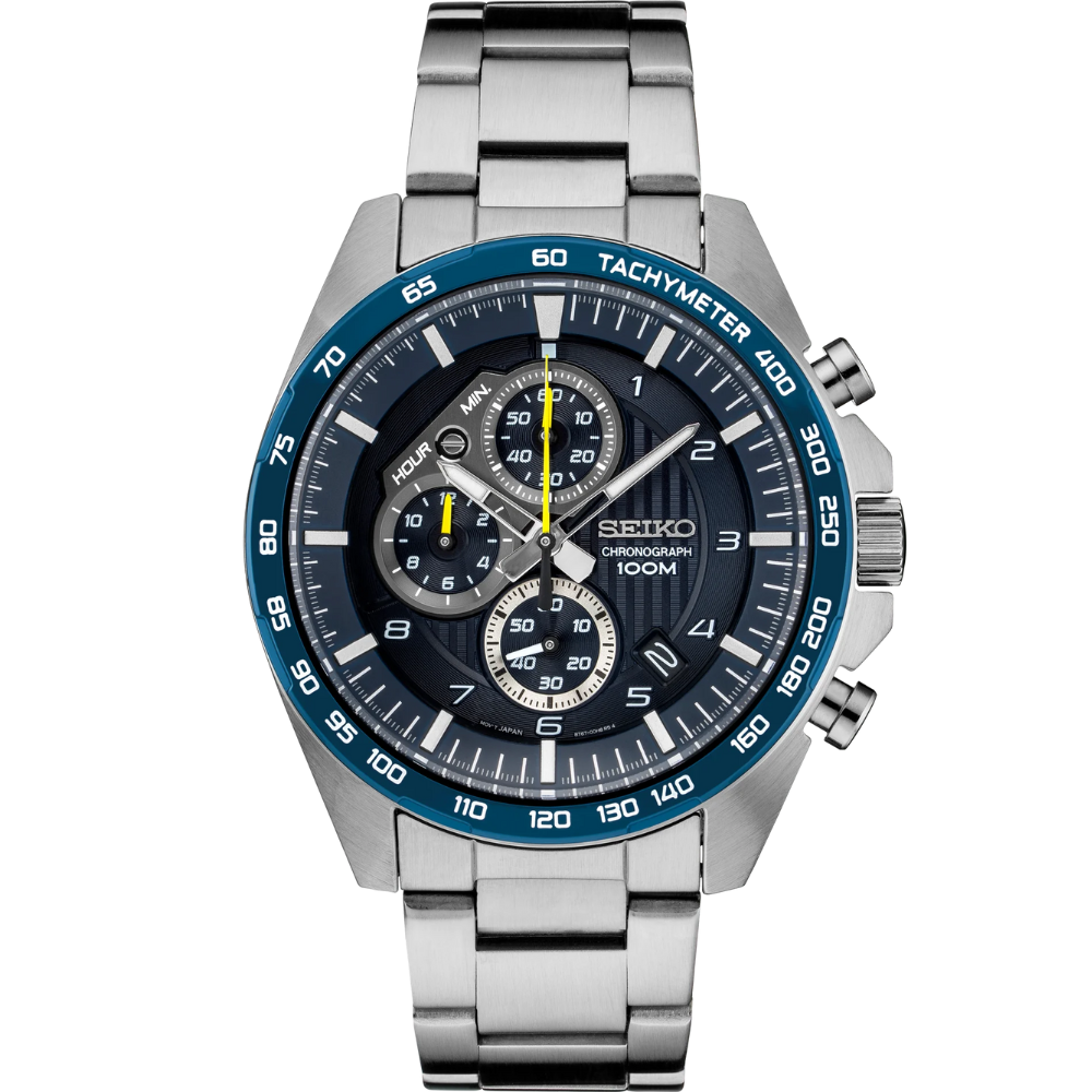 SSB321 Seiko Essentials Chronograph Blue Dial Silver Tone Men's Watch